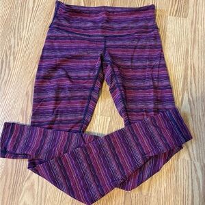 Lululemon Women’s size 6 Wunder Under Striped Pink/Purple/black Leggings